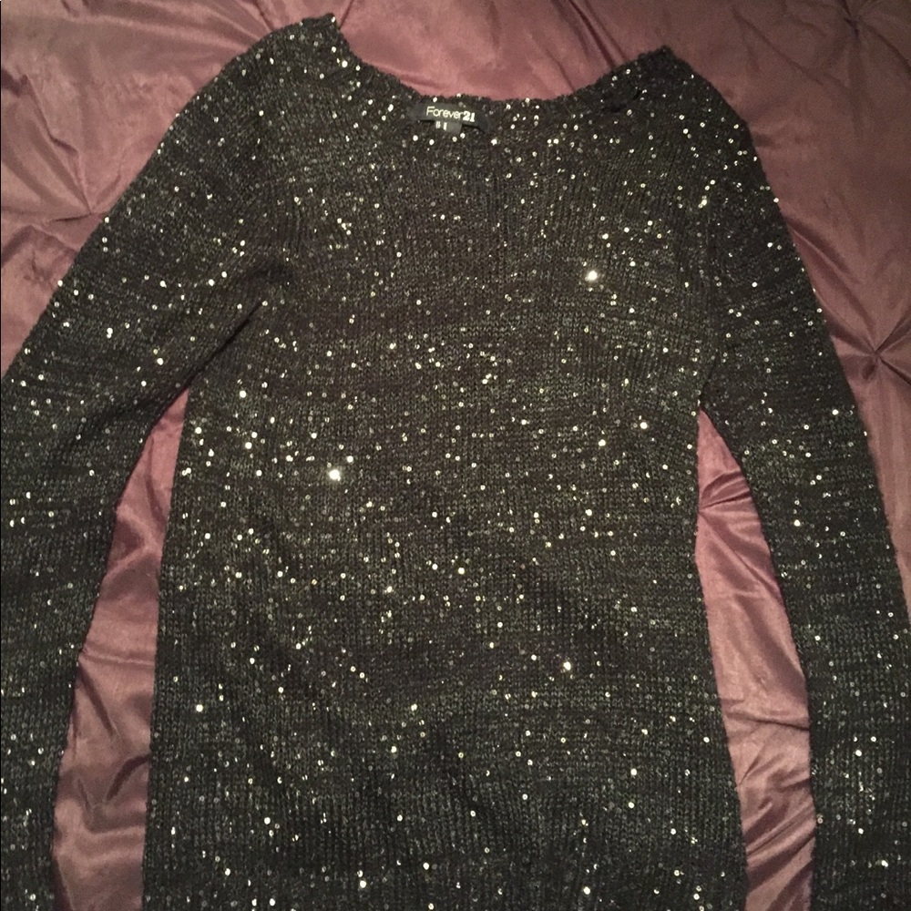 Black Sweater with Silver Sequins